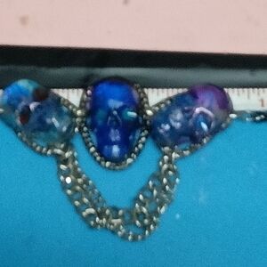 Blue and Purple Skull Necklace